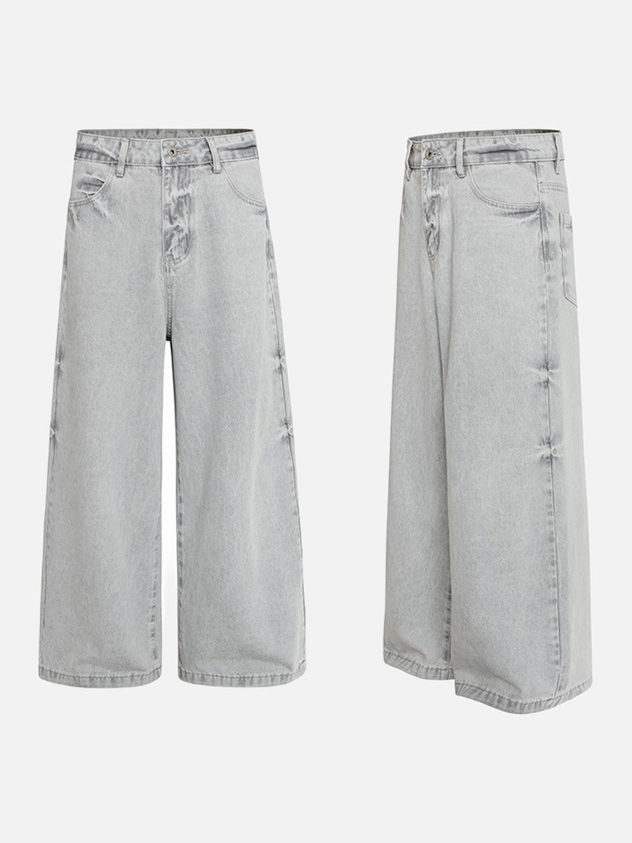 Light Grey Wide-Leg Denim Jeans
