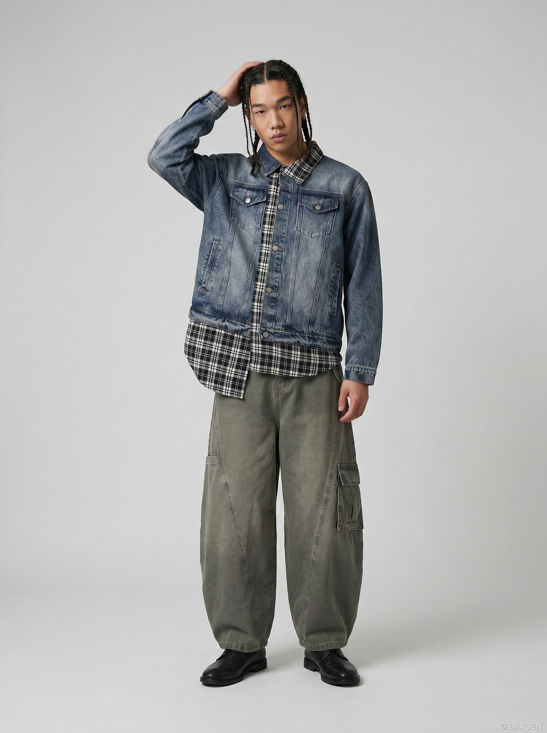 Wide-Leg Balloon Cargo Pants