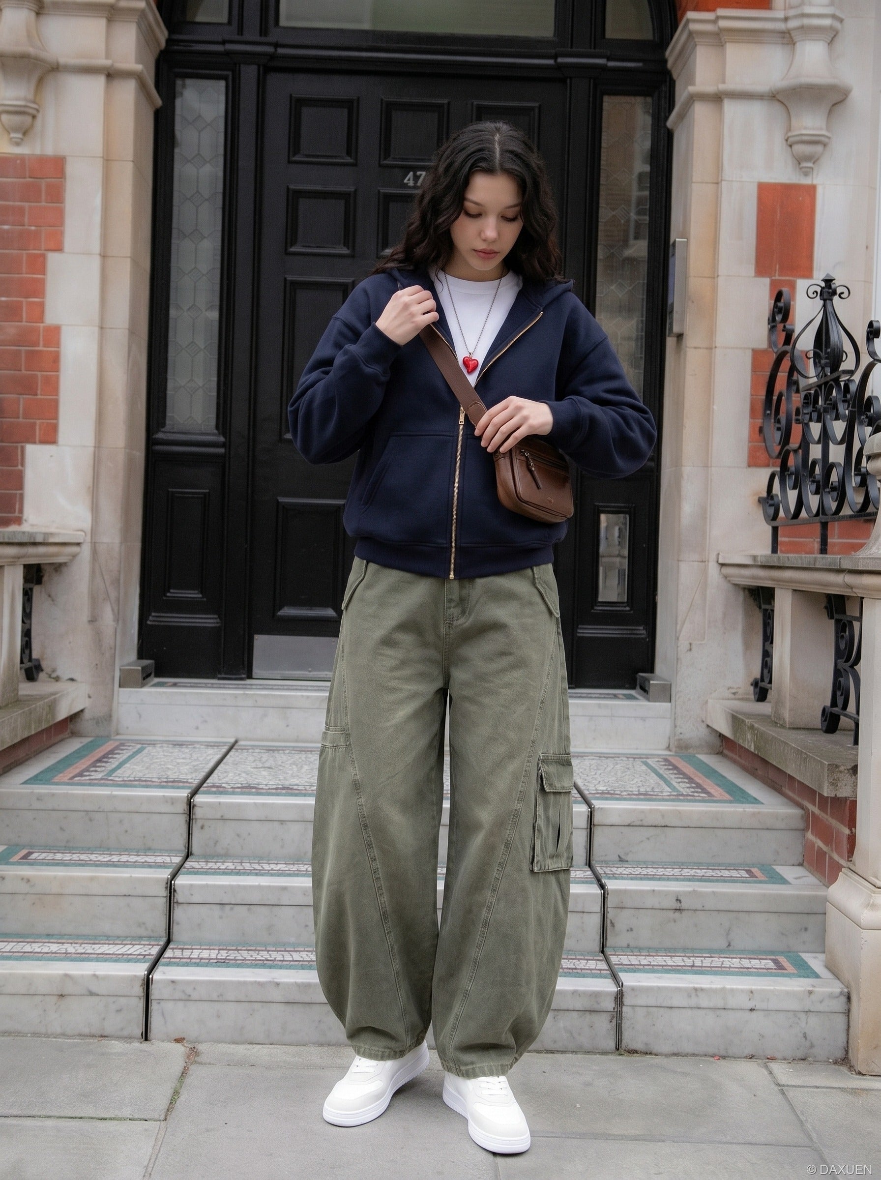 Wide-Leg Balloon Cargo Pants