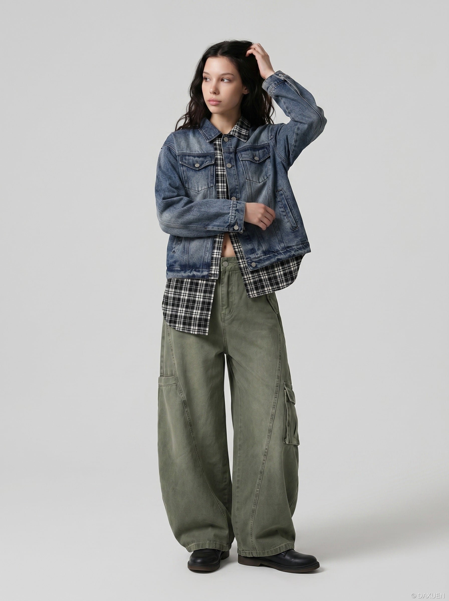 Wide-Leg Balloon Cargo Pants