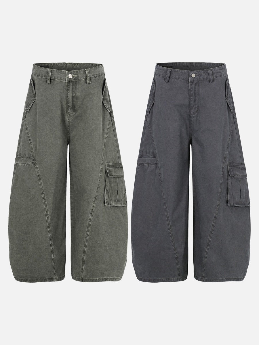 Wide-Leg Balloon Cargo Pants