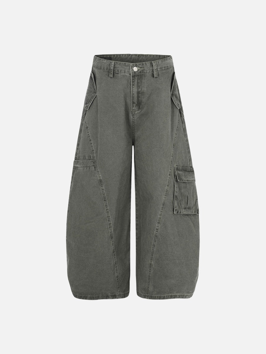 Wide-Leg Balloon Cargo Pants