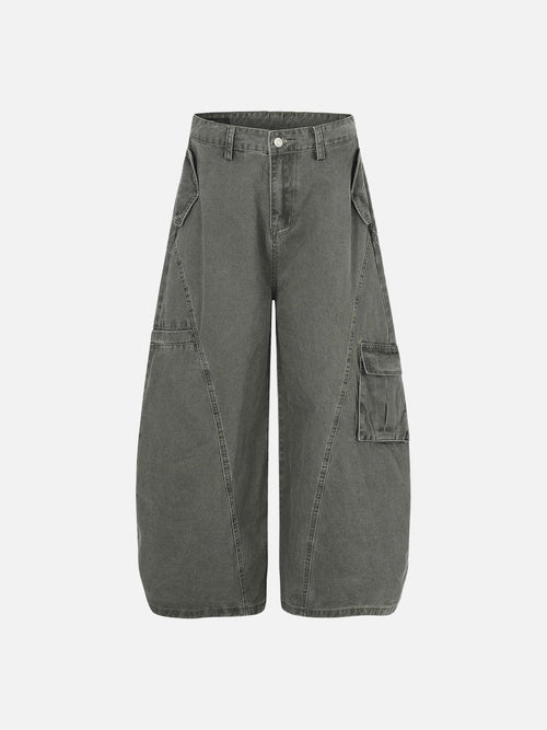 Wide-Leg Balloon Cargo Pants - Green / S / 28"