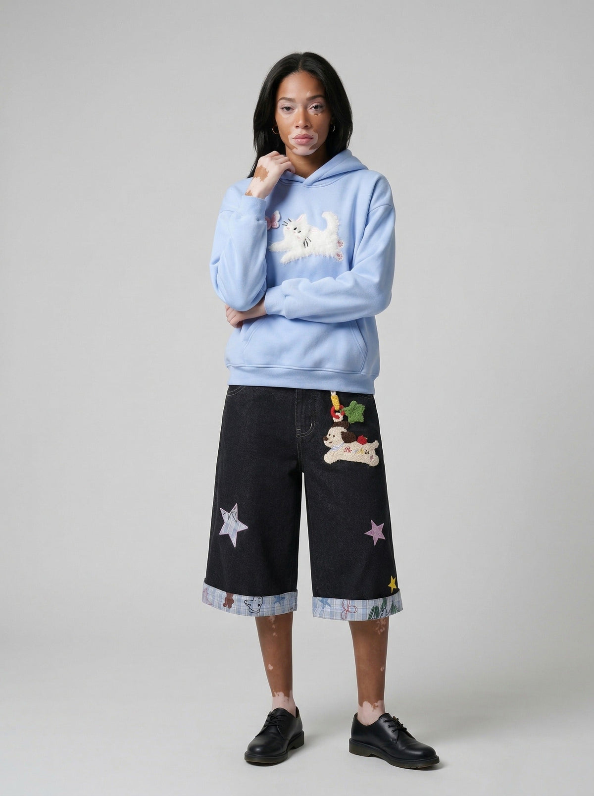 Be Nola Embroidered Denim Culottes