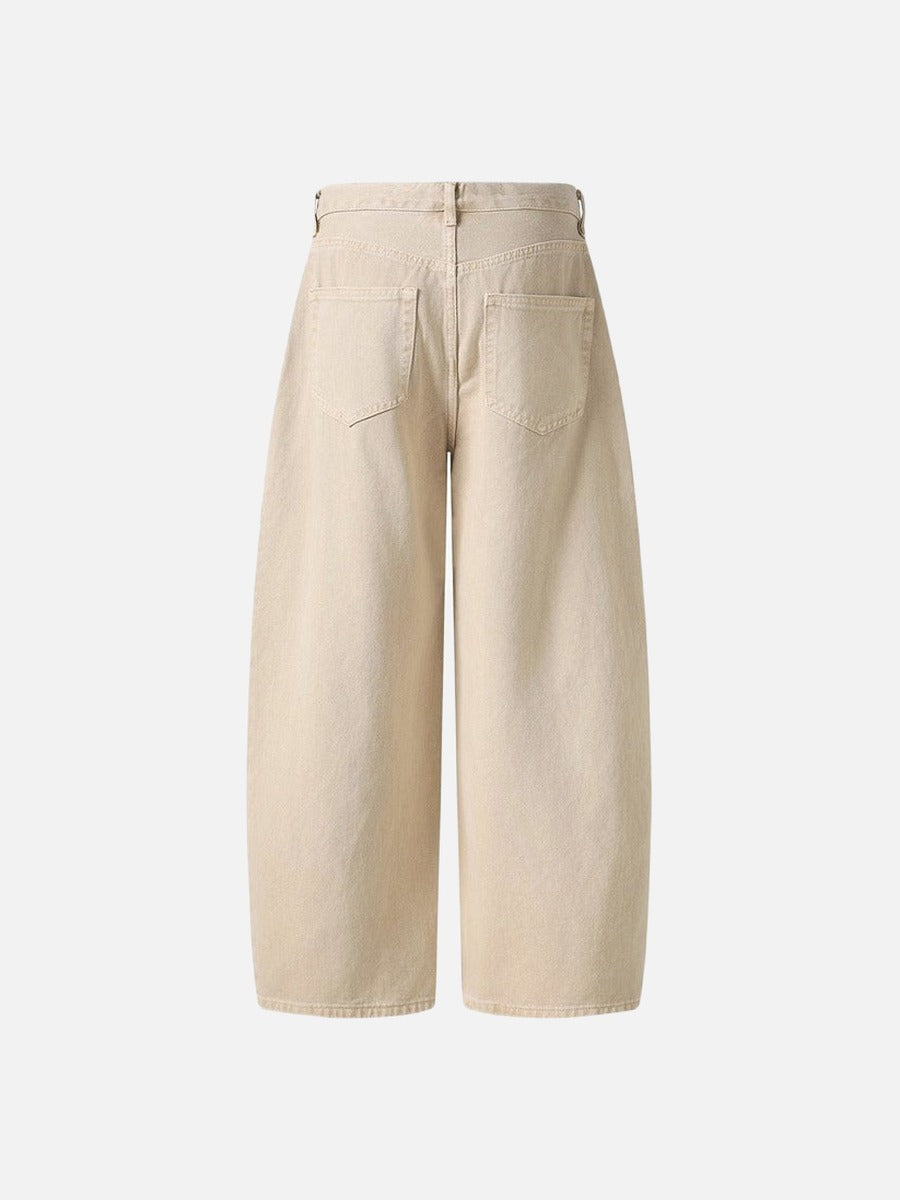 DAXUEN Beige high-waisted wide leg trousers