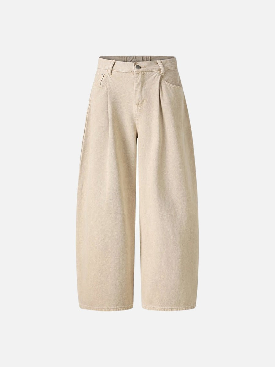 DAXUEN Beige high-waisted wide leg trousers