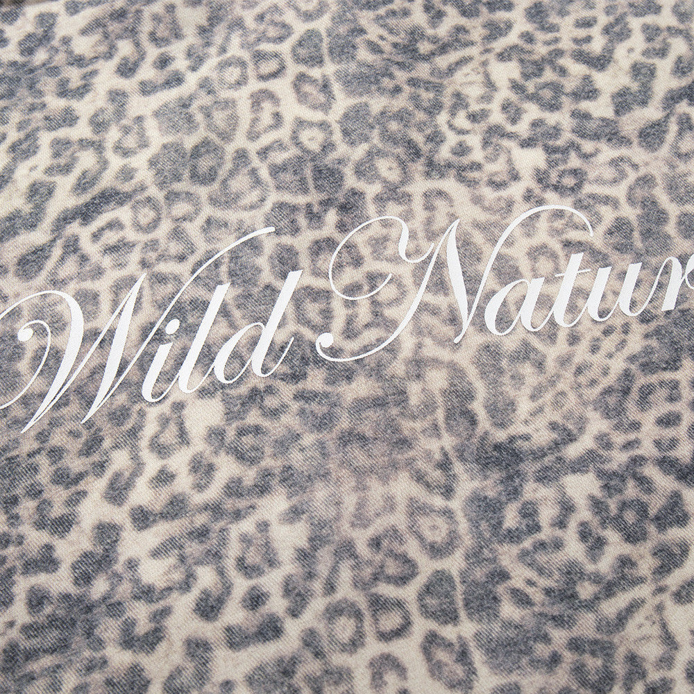 Beige Leopard Print Oversized Zip Hoodie