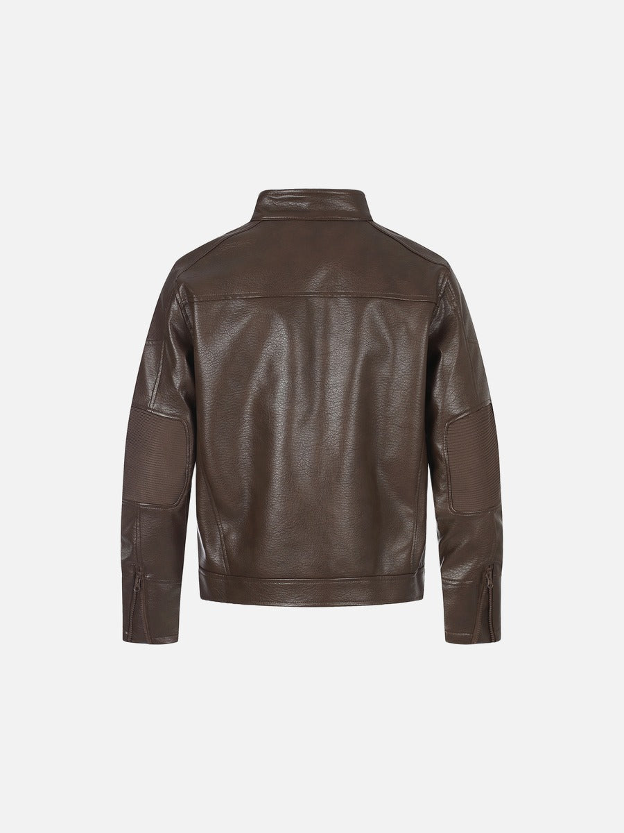 Biker Aesthetic Brown Faux Leather Jacket
