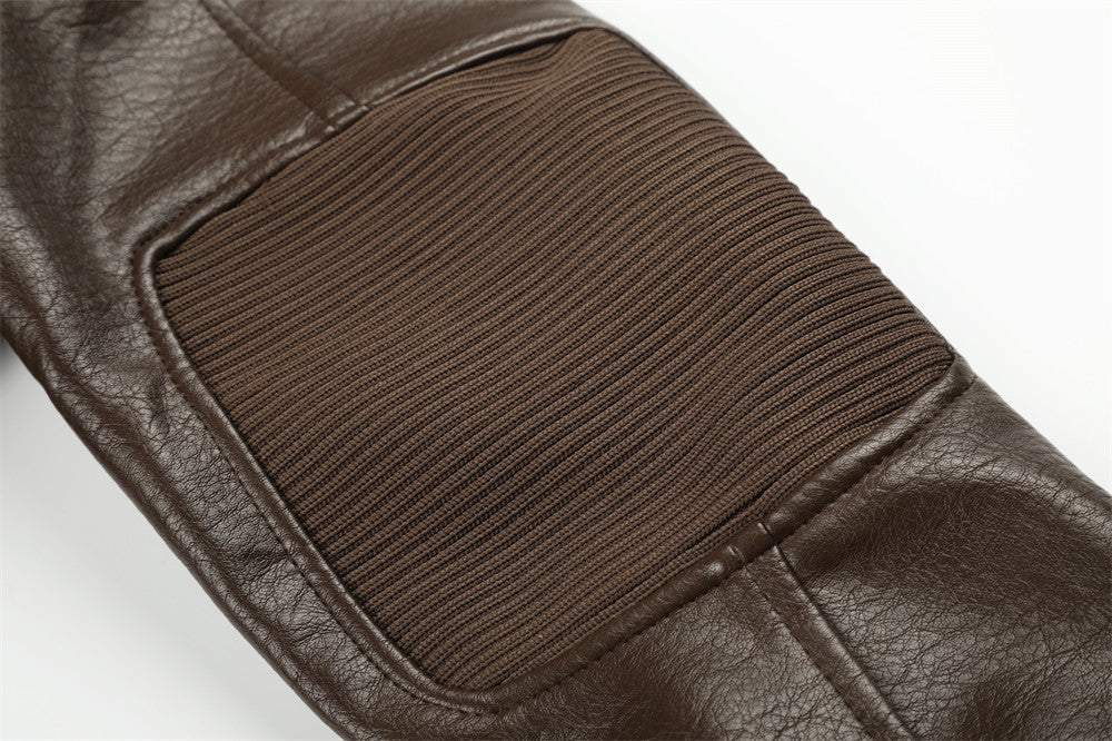 Biker Aesthetic Brown Faux Leather Jacket
