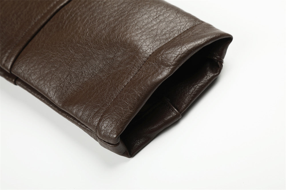 Biker Aesthetic Brown Faux Leather Jacket