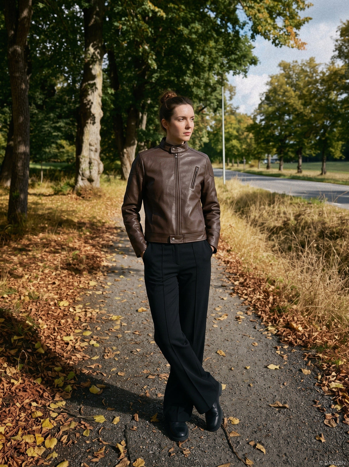 Biker Aesthetic Brown Faux Leather Jacket