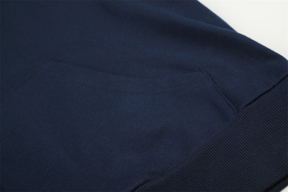Black and Navy Abstract Calligraphic Zip-Up Hoodie