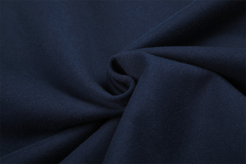 Black and Navy Abstract Calligraphic Zip-Up Hoodie