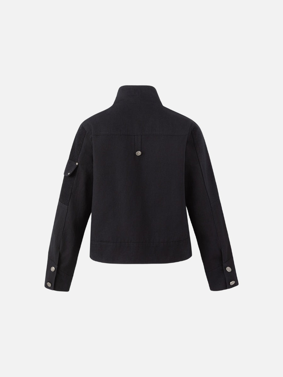 DAXUEN black cropped jacket with buckled straps