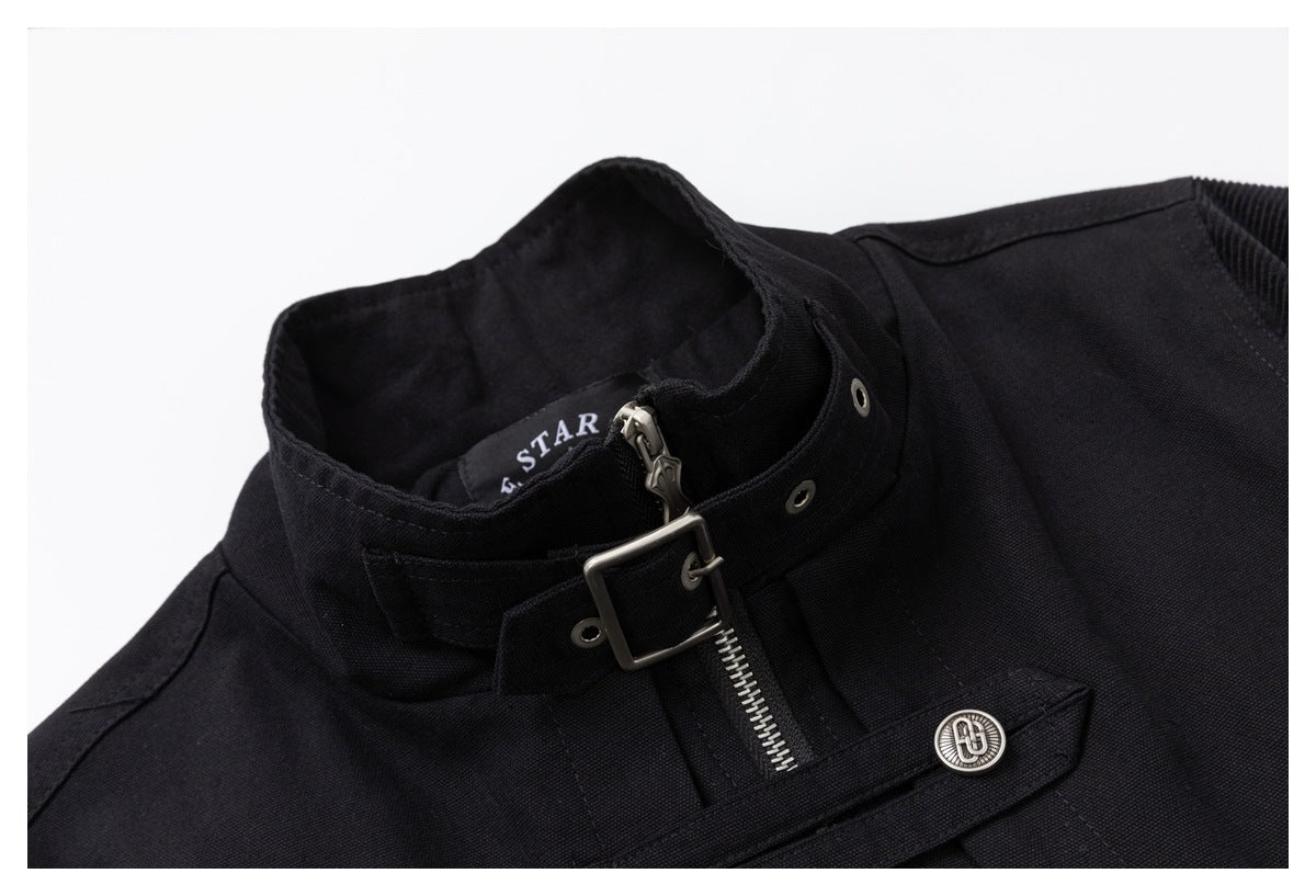 DAXUEN black cropped jacket with buckled straps