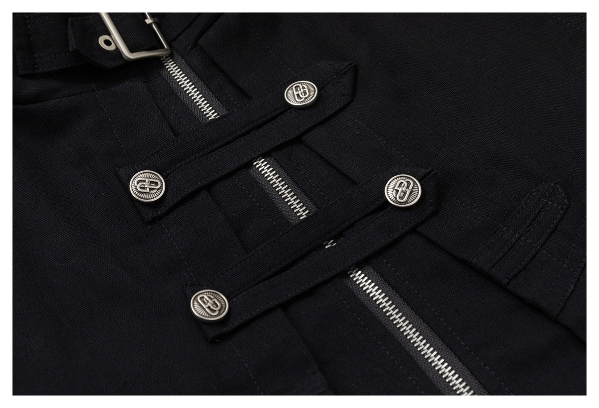DAXUEN black cropped jacket with buckled straps
