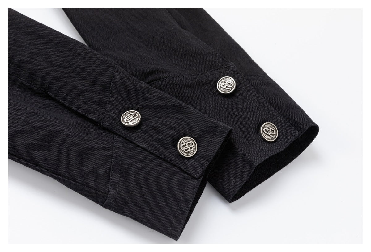DAXUEN black cropped jacket with buckled straps