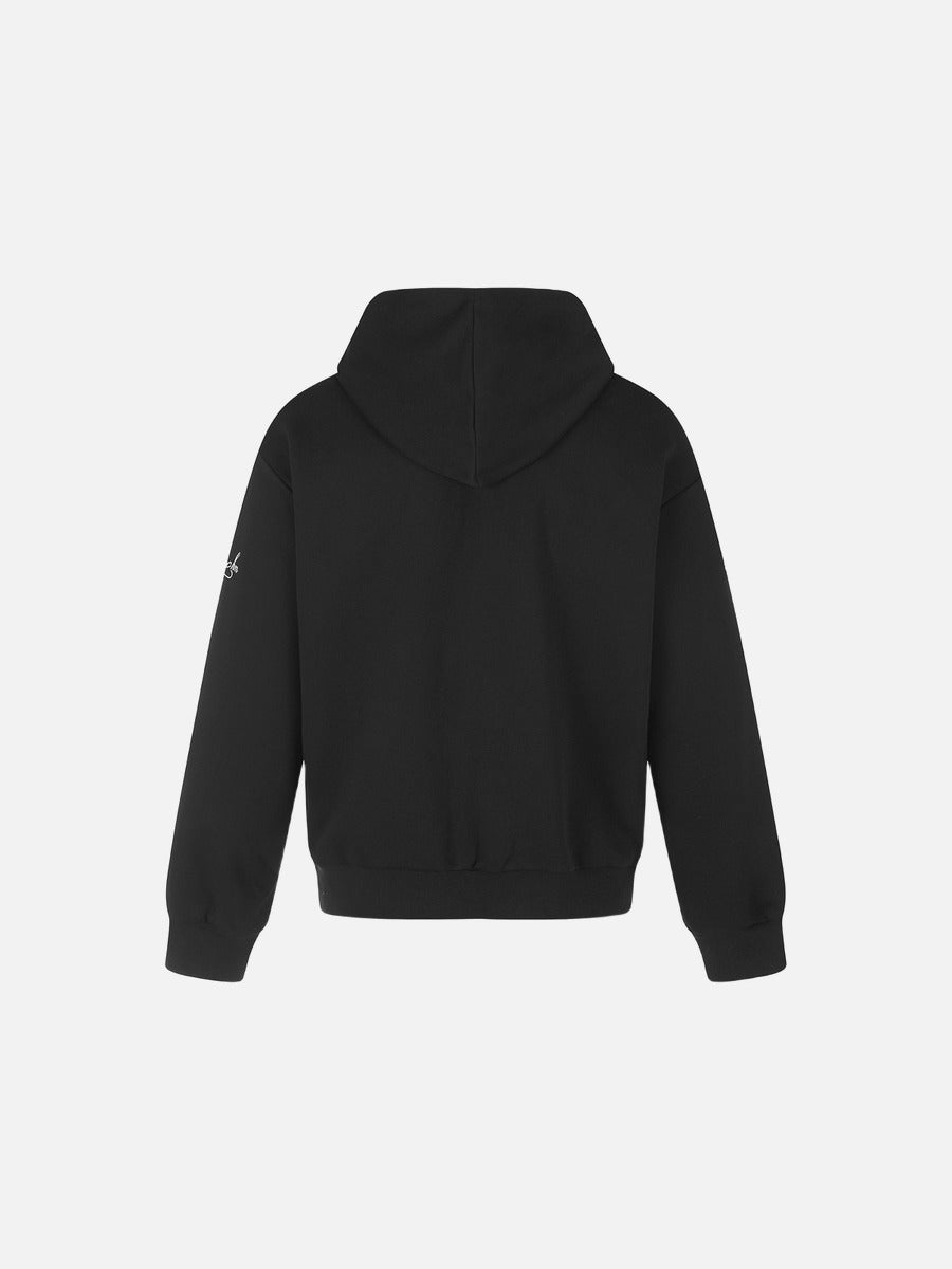 Black Military-Inspired Zip Hoodie