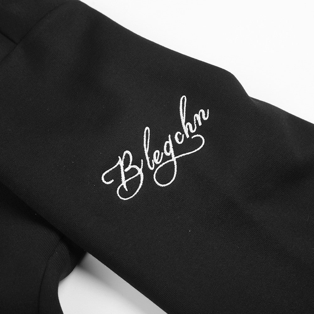 Black Military-Inspired Zip Hoodie