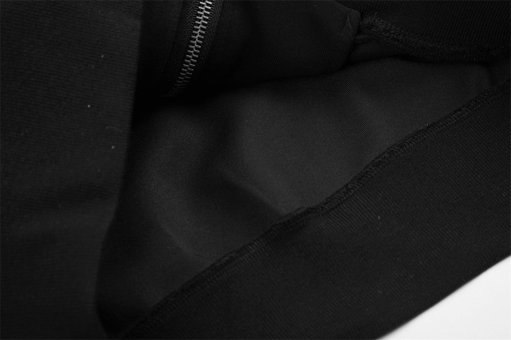 Black Military-Inspired Zip Hoodie