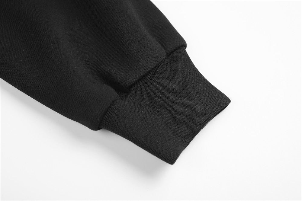Black Military-Inspired Zip Hoodie