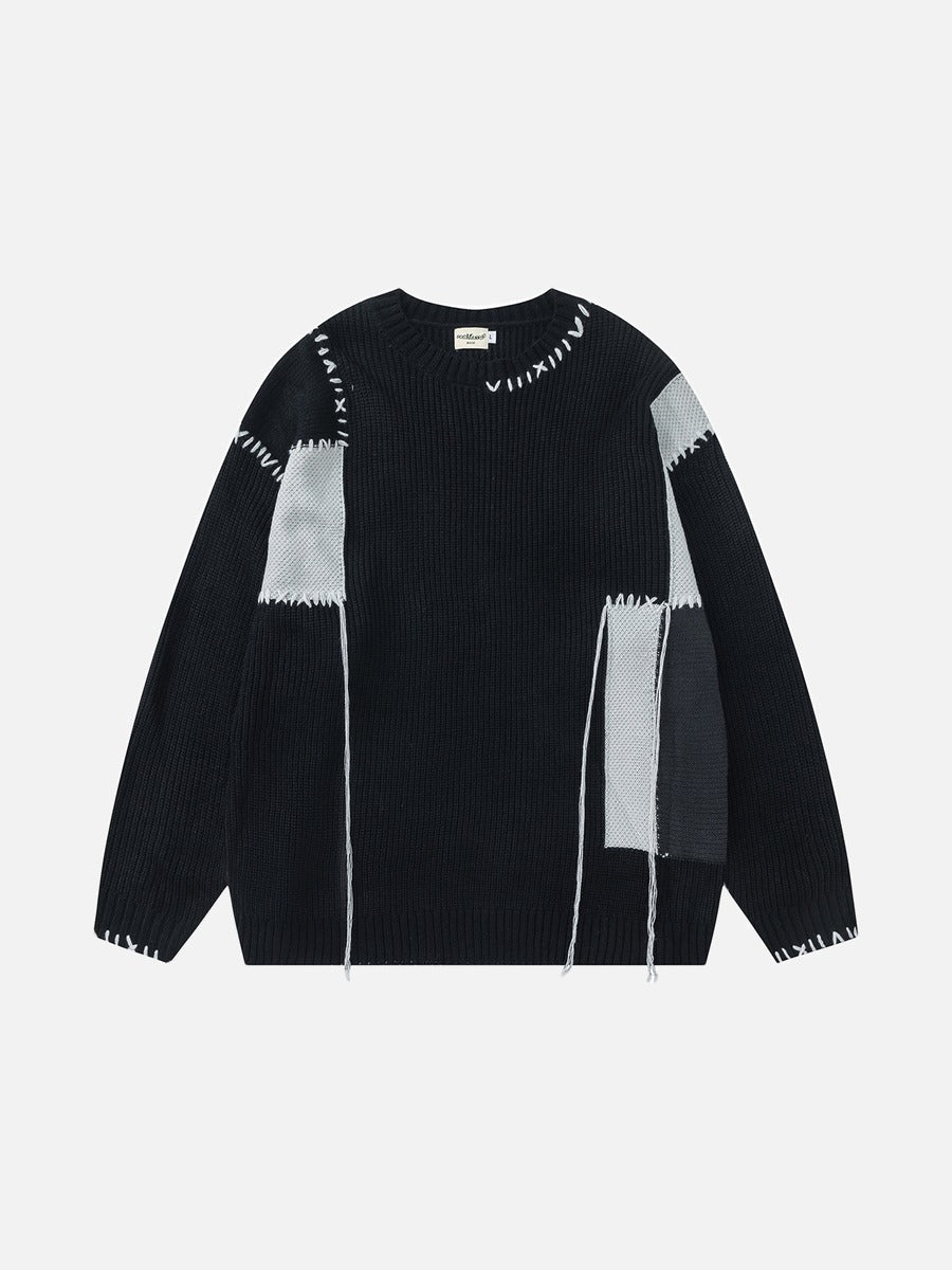 DAXUEN black oversized patchwork knit sweater