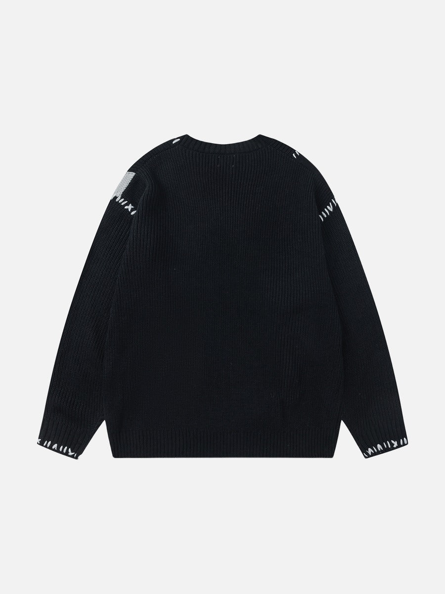 DAXUEN black oversized patchwork knit sweater