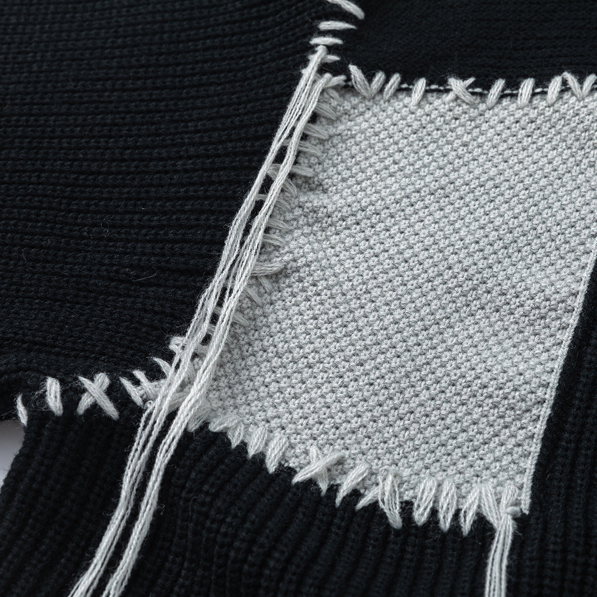 DAXUEN black oversized patchwork knit sweater
