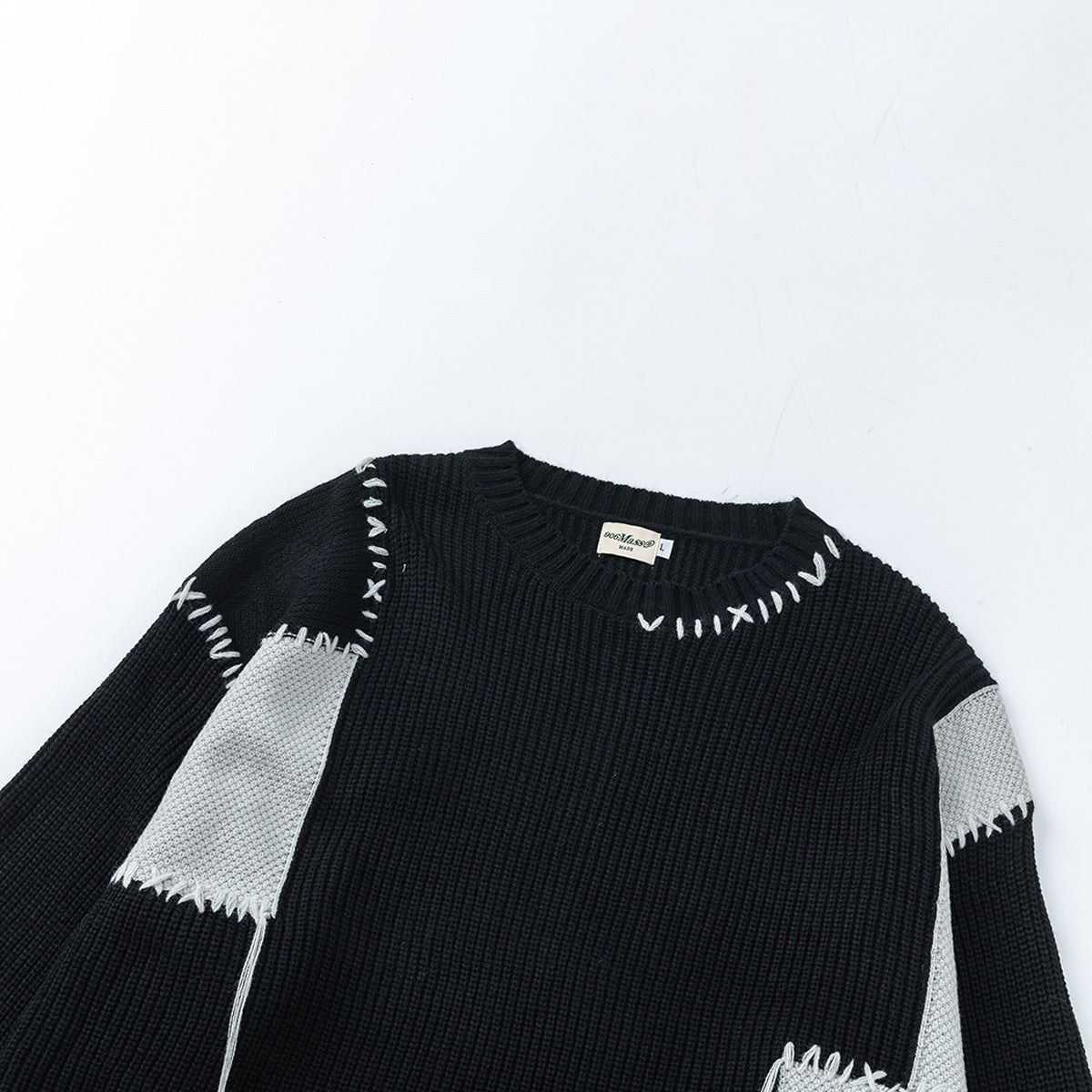 DAXUEN black oversized patchwork knit sweater
