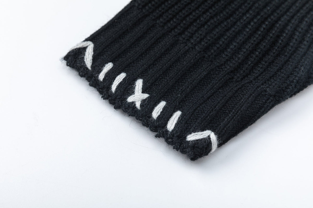 DAXUEN black oversized patchwork knit sweater
