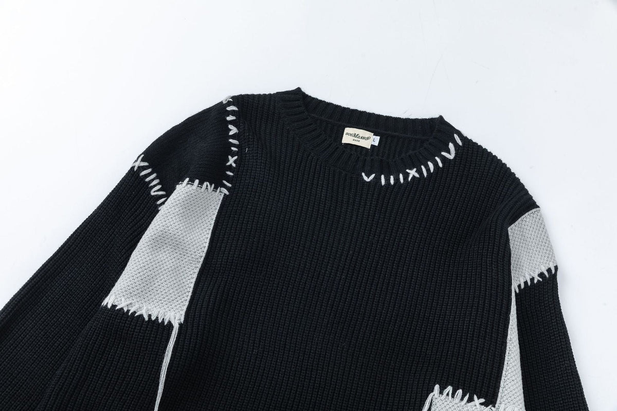 DAXUEN black oversized patchwork knit sweater