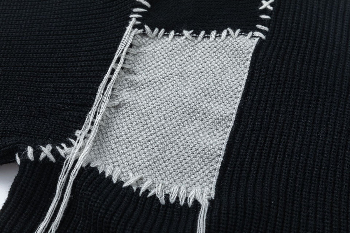DAXUEN black oversized patchwork knit sweater
