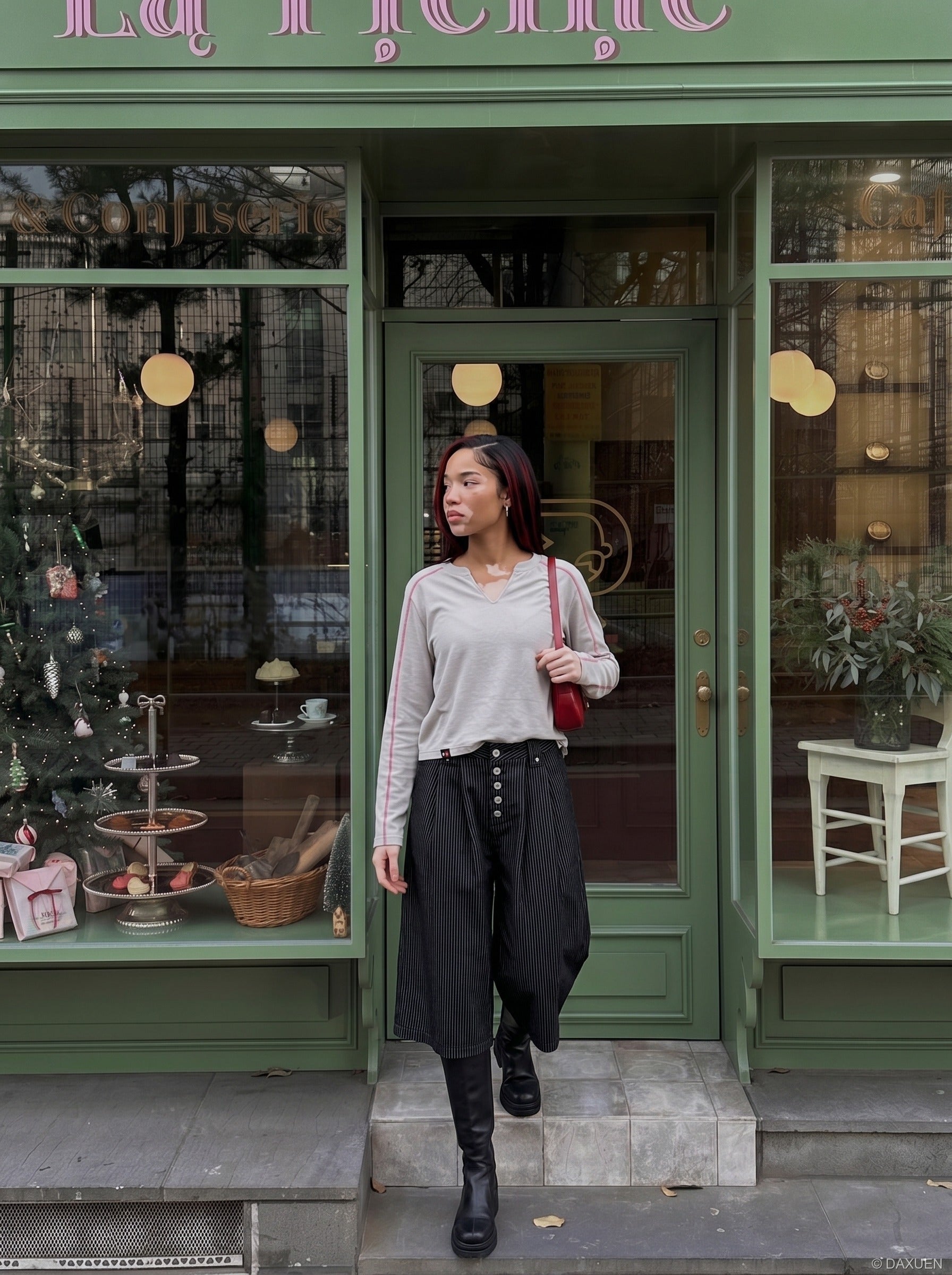 Black Striped Baggy Capri Pants
