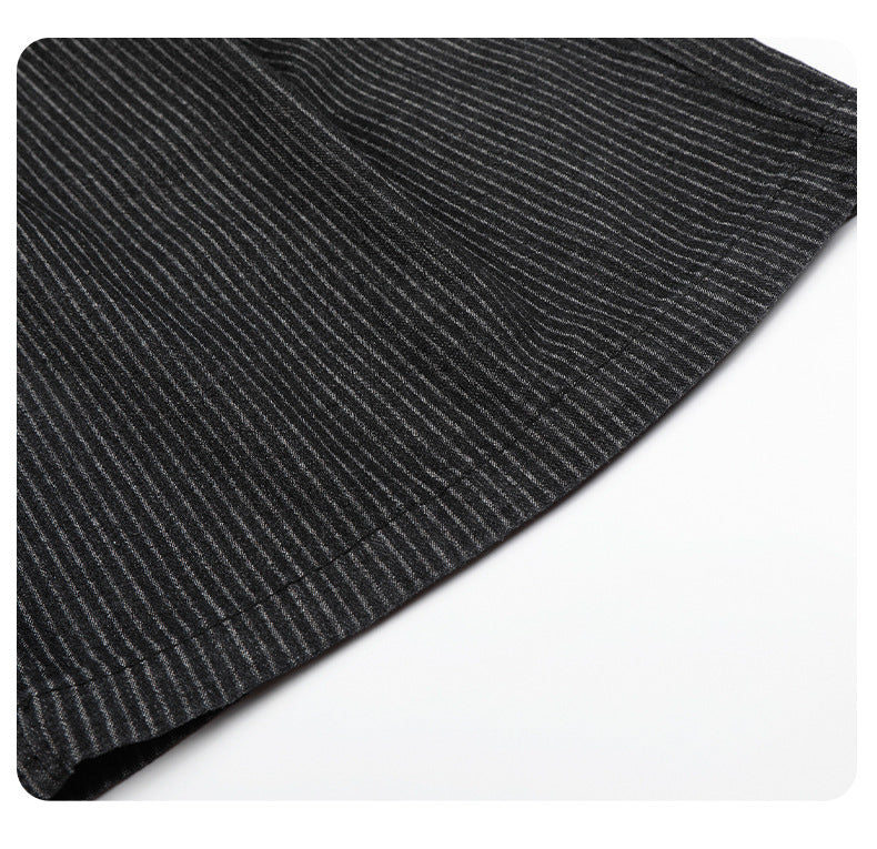 Black Striped Baggy Capri Pants