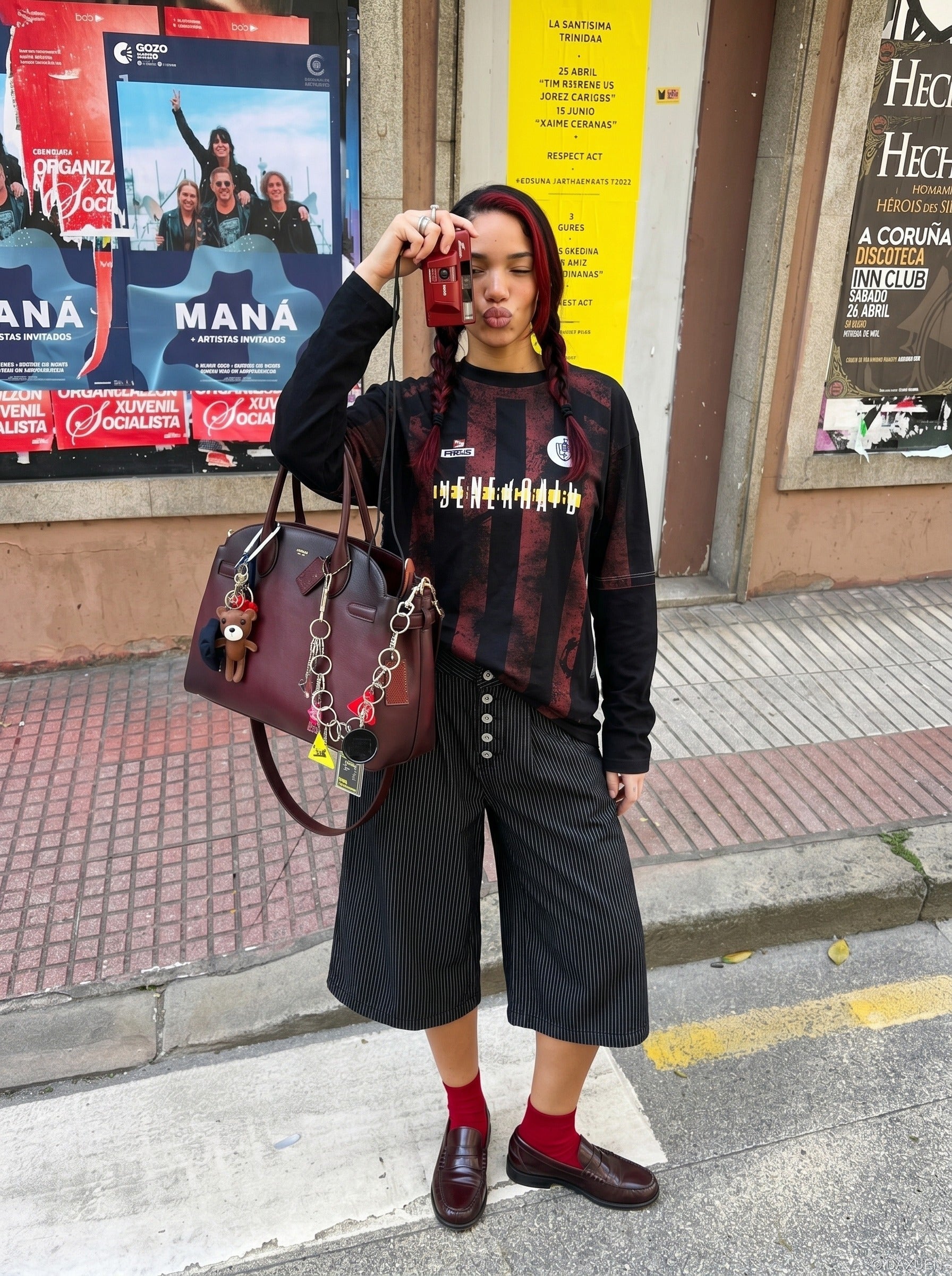 Black Striped Baggy Capri Pants