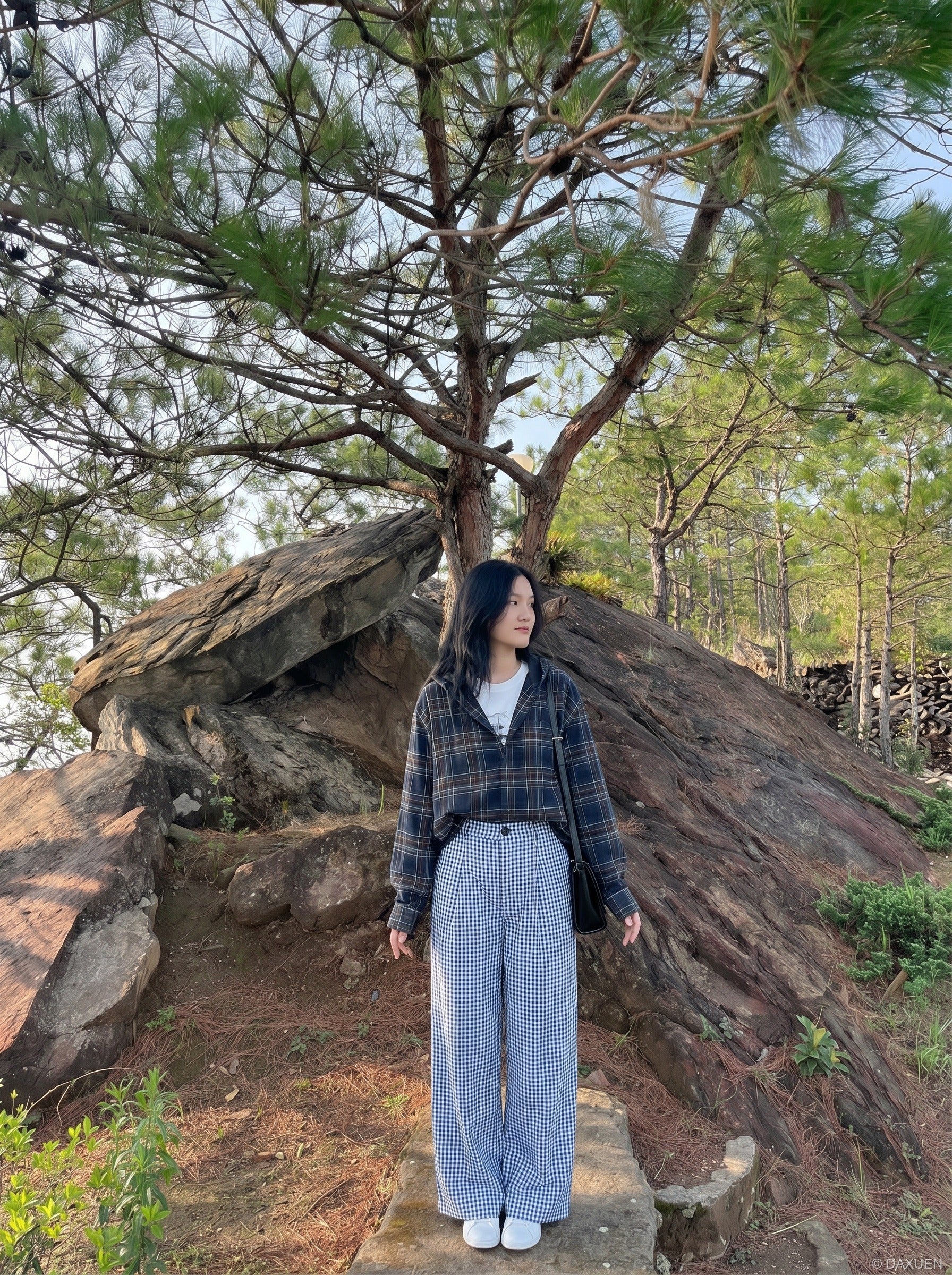 Gingham Baggy Pants