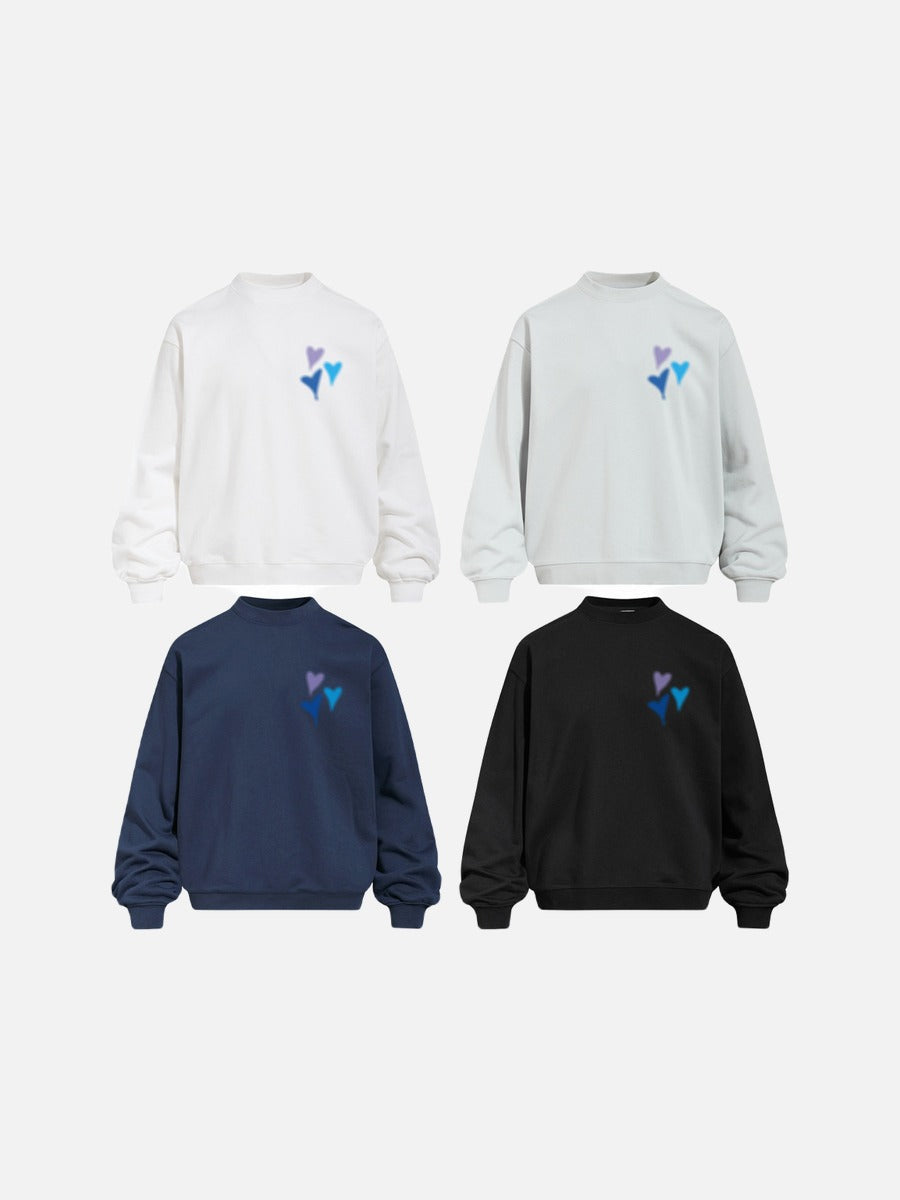 Blurred Heart Graphic Mock Neck Sweatshirt