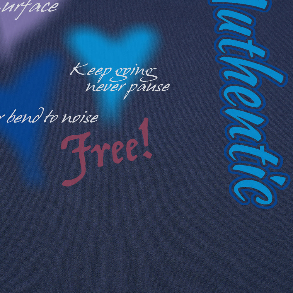 Blurred Heart Graphic Mock Neck Sweatshirt