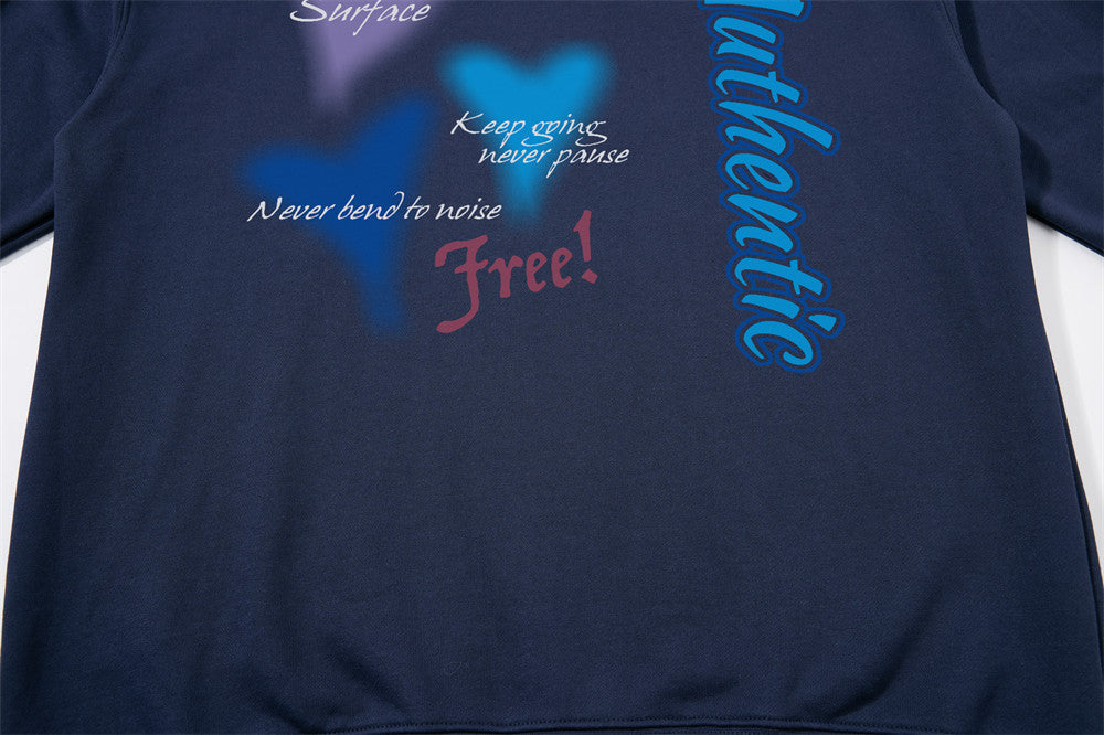 Blurred Heart Graphic Mock Neck Sweatshirt