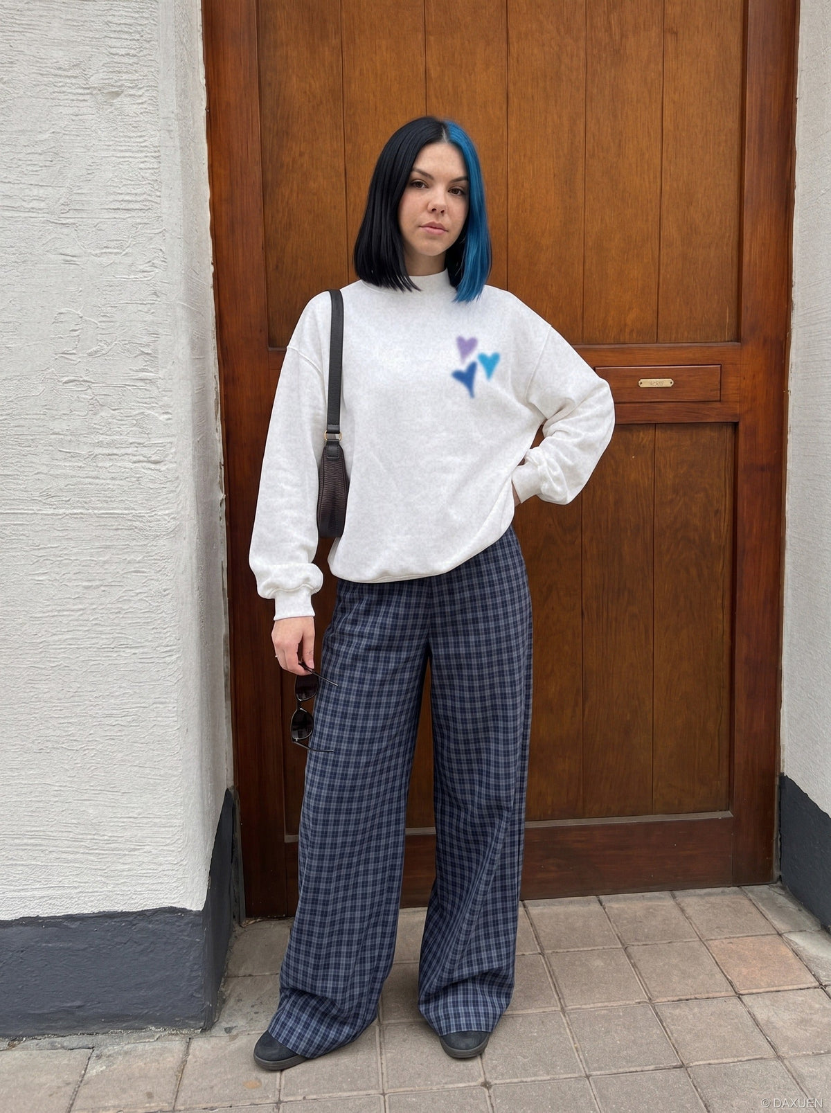 Blurred Heart Graphic Mock Neck Sweatshirt