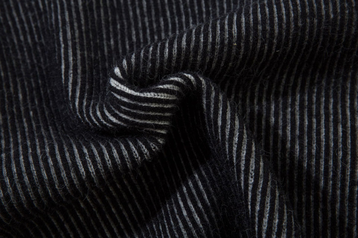 DAXUEN black vertical ribbed abstract graphic mock neck sweater