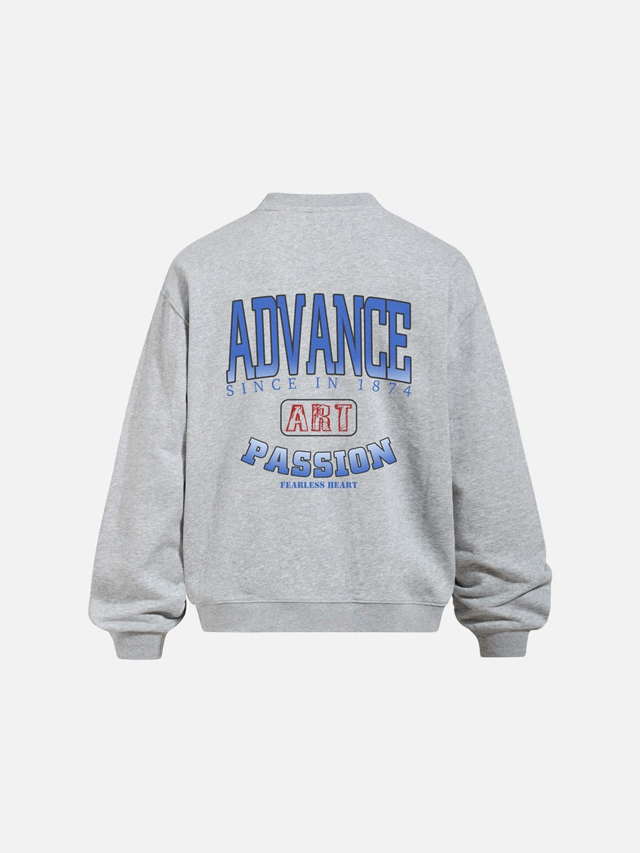 Bold Blue Graphic Oversized Crewneck Sweatshirt