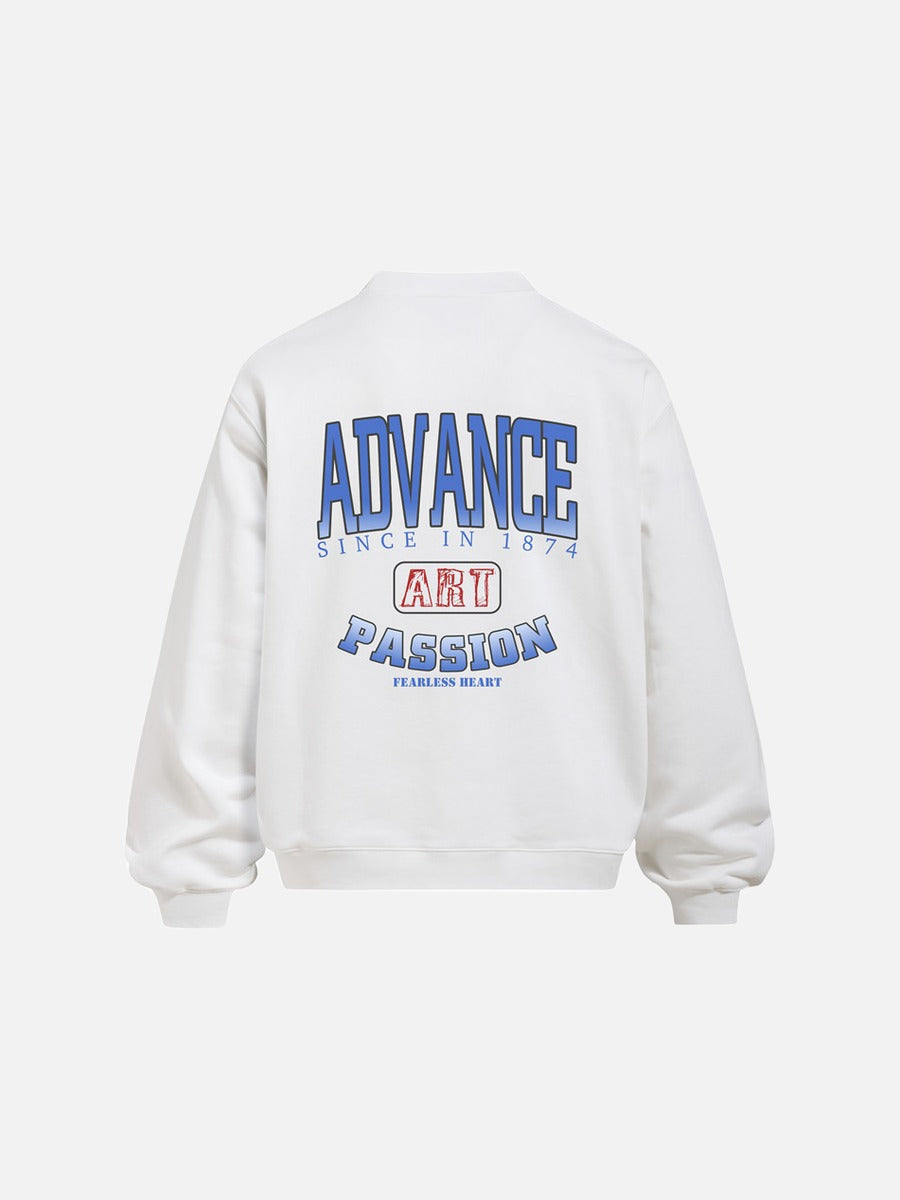 Bold Blue Graphic Oversized Crewneck Sweatshirt