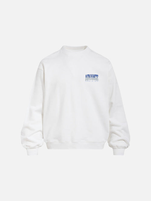 Bold Blue Graphic Oversized Crewneck Sweatshirt - White / S