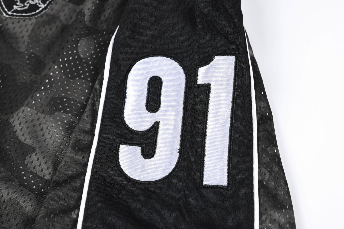 Jersey-Top mit V-Ausschnitt und auffälligem Camo-Print