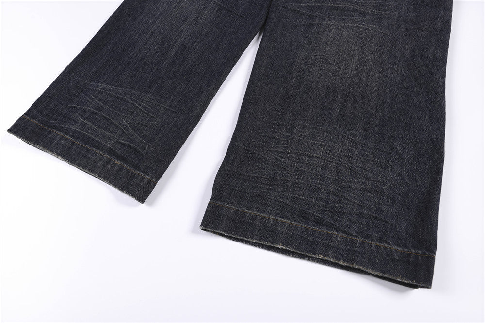 Flag Panel Baggy Denim Jeans