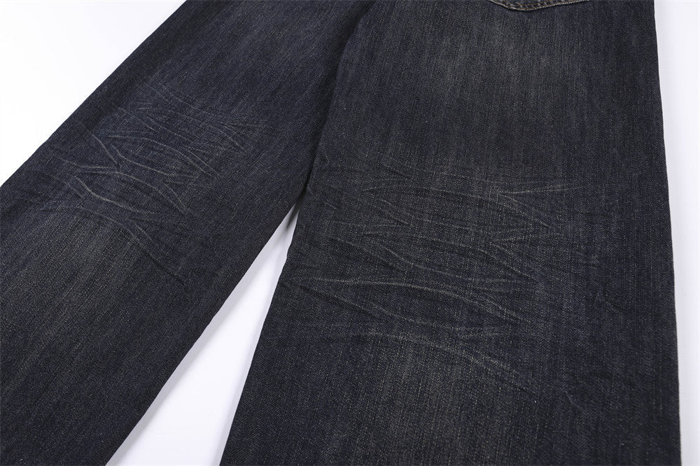 Flag Panel Baggy Denim Jeans