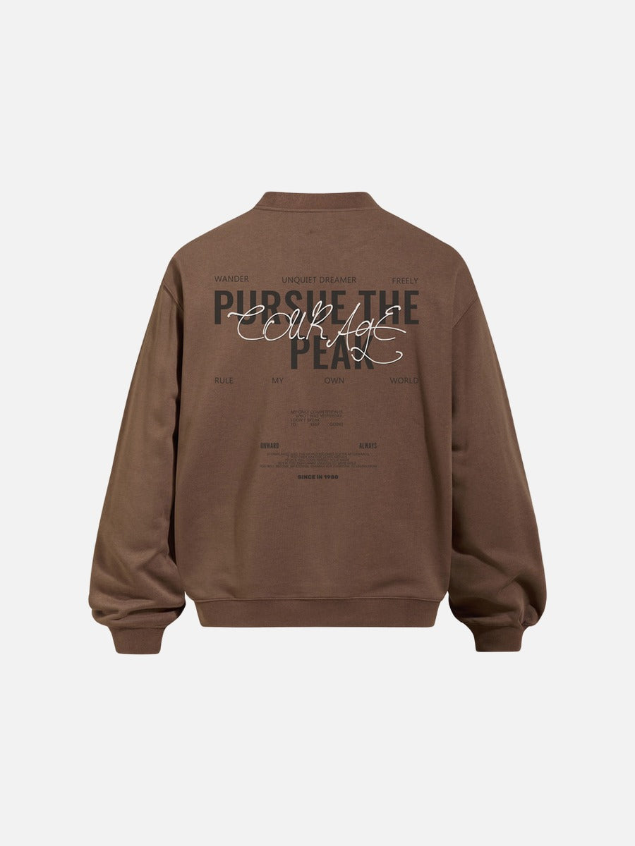 Bold Graphic Layered Sweatshirt with Mock Neck