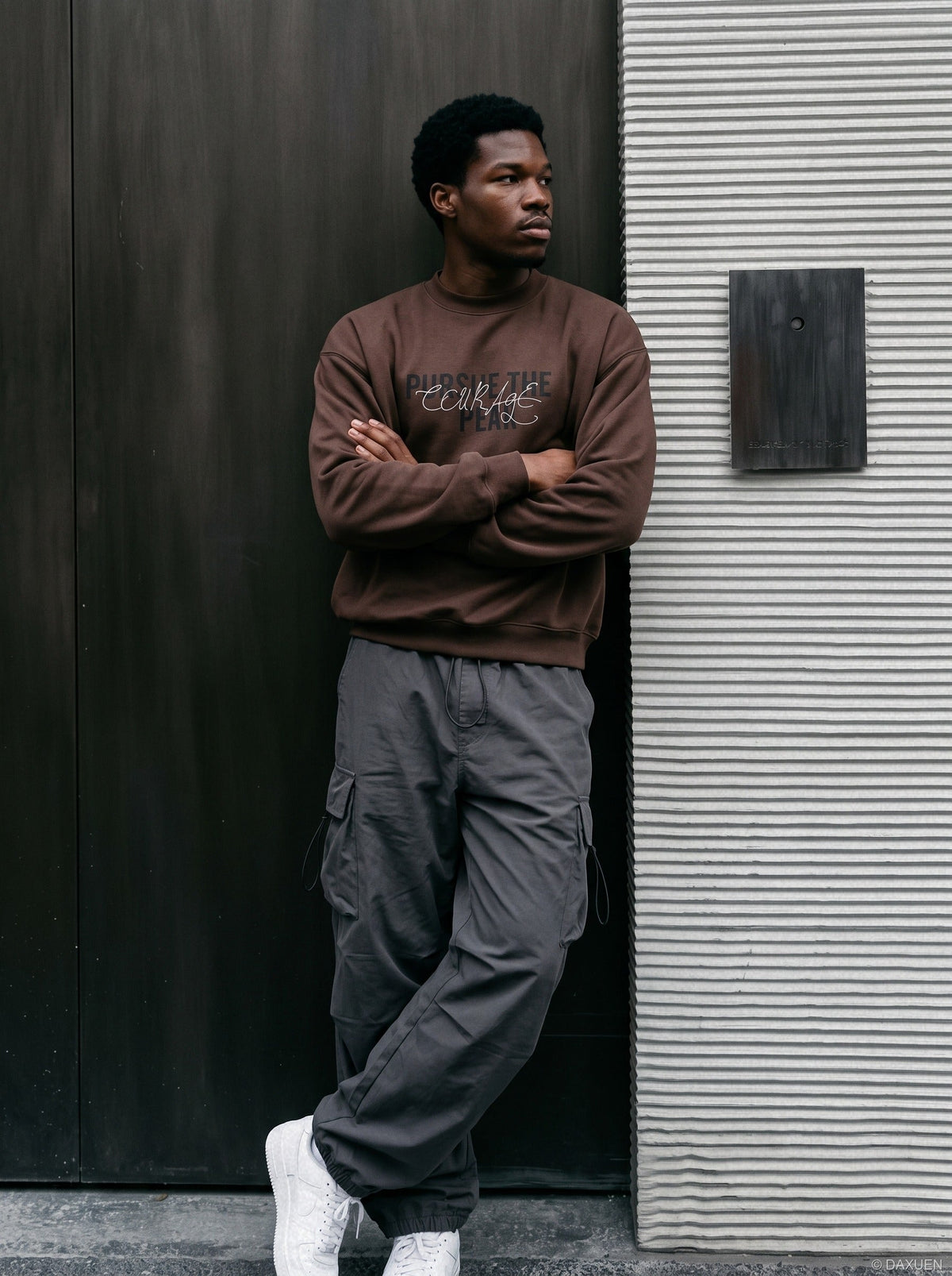 Bold Graphic Layered Sweatshirt with Mock Neck