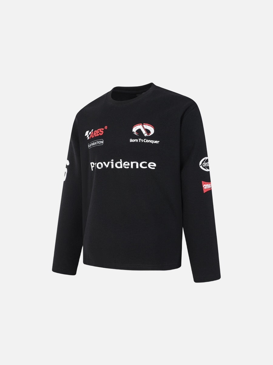 Bold Mixed Graphic Long-Sleeve Top